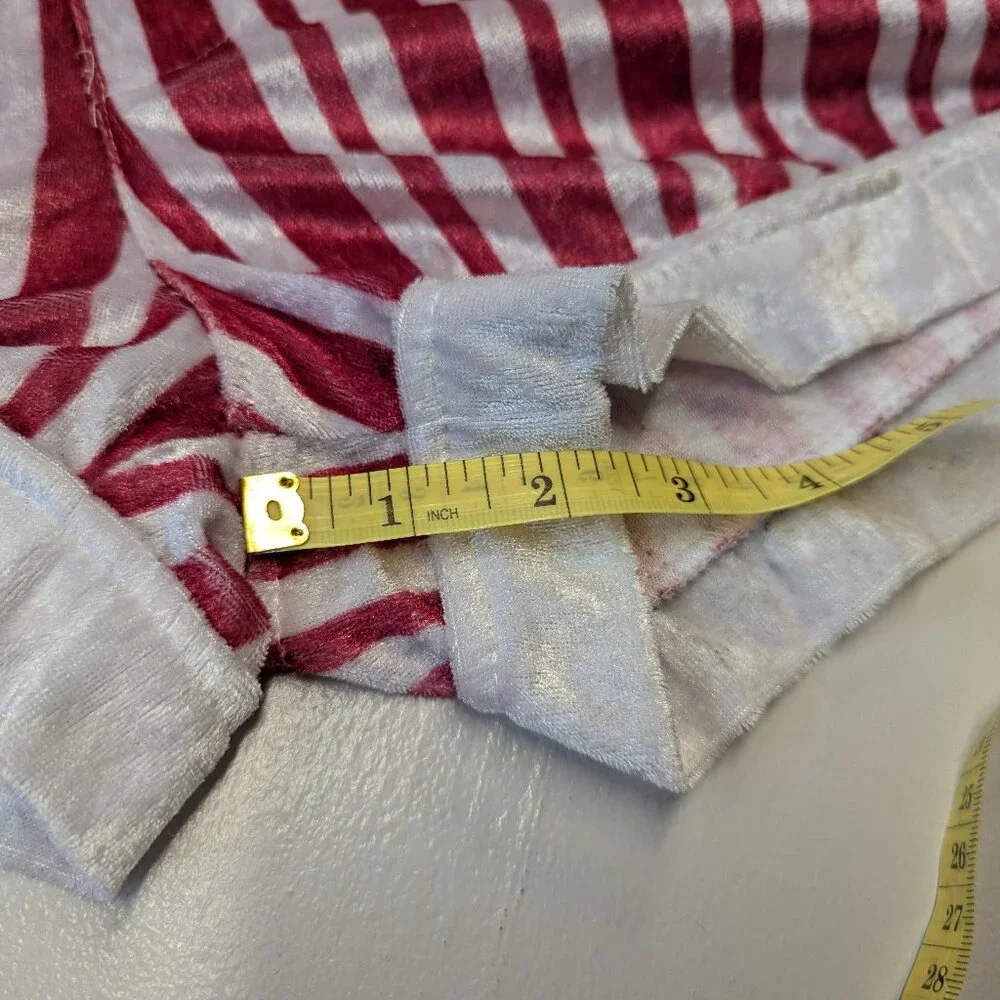 Intimo Christmas Boxers and Hat Size Medium Red and White Striped Crushed Velvet